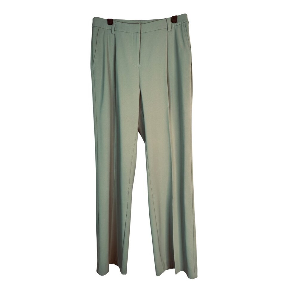 NWT Open Edit Size 6 Sage Green Wide-Leg Trousers Polyester Pockets High Waisted